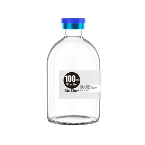 100ml Sterile Clear Vials 5pk Blue Flip Caps