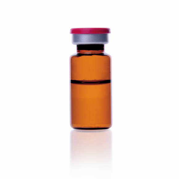 10ml Sterile Amber Tubular Vials 100pk Red Flip Caps