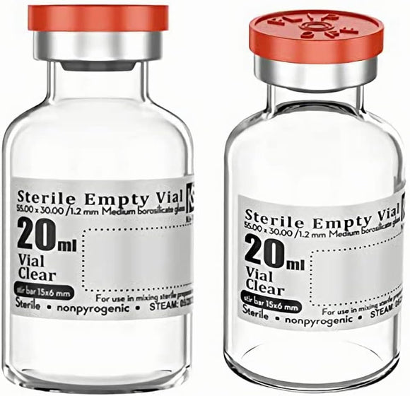 20ml Sterile/Depyrogenated Clear Vials 25pk Orange Flip
